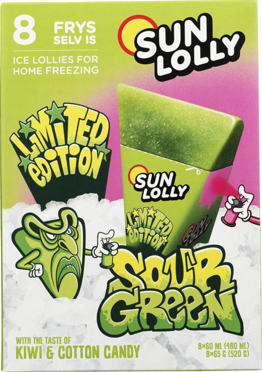 Sun Lolly Ice Sour Green 48cl 8stk