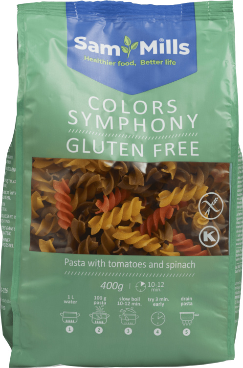 Pasta Color Syphony Tricolor Gl.Fri 400g Sam Mills