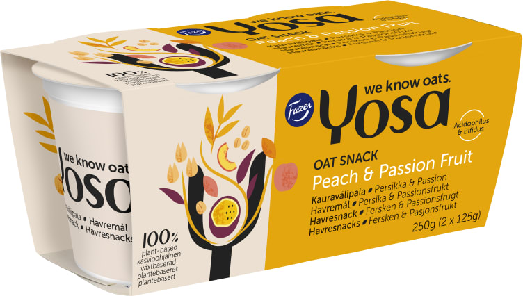 Havresnack Fersken&Pasjonsfrukt 2x125g Yosa