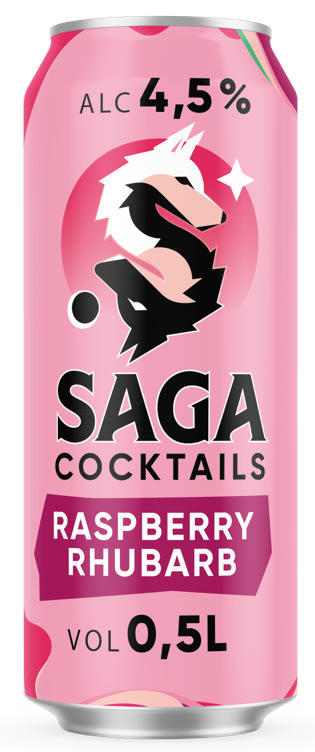 Saga Cocktail Raspberry&Rhubarb 0,5l boks
