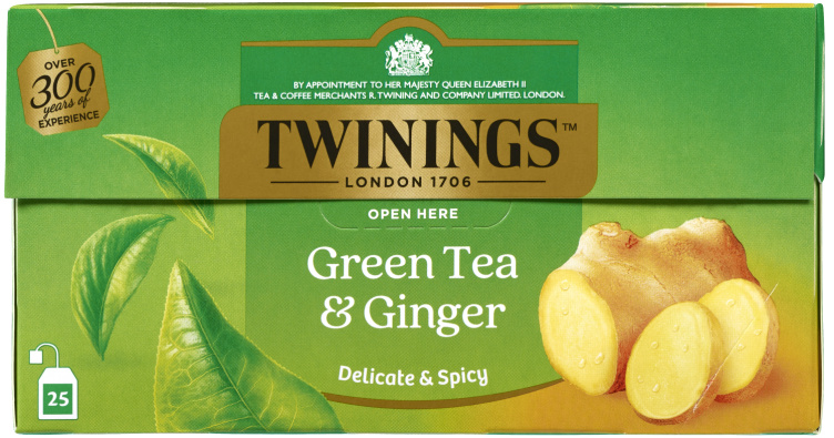 Twinings Grønn Te Ingefær 25 poser