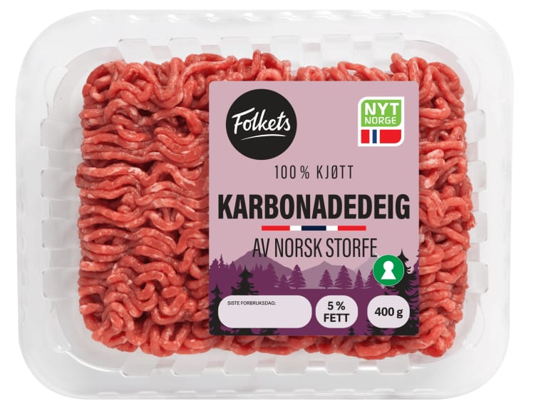 Karbonadedeig 5% u/Salt og Vann 400g Folkets