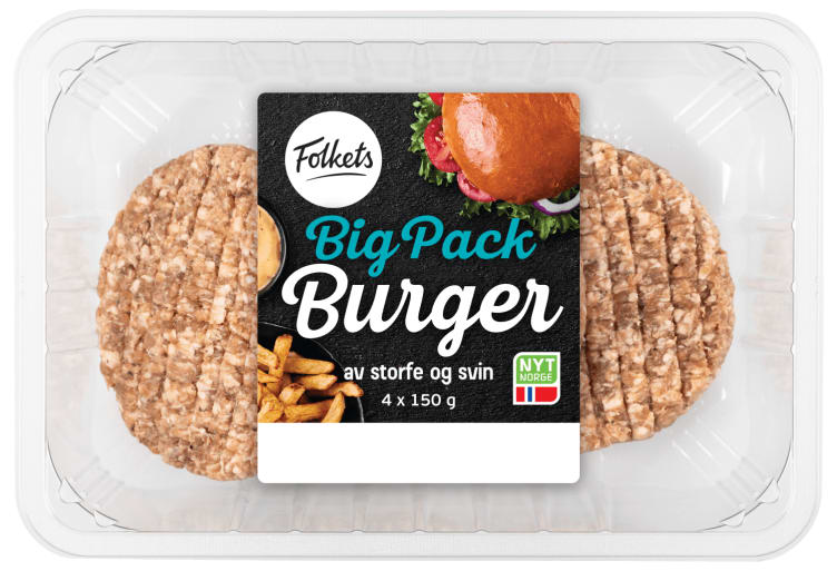 Burger Big Pack 4stk 600g Folkets