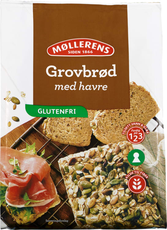 Grovbrød Mix m/Havre Gl.Fri 424g Møllerens