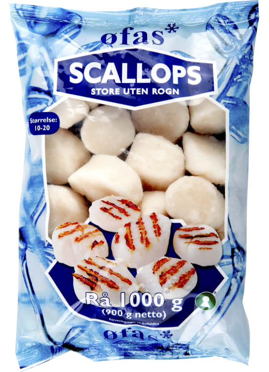 Scallops 10/20 Rå u/Rogn 1kg Øfas