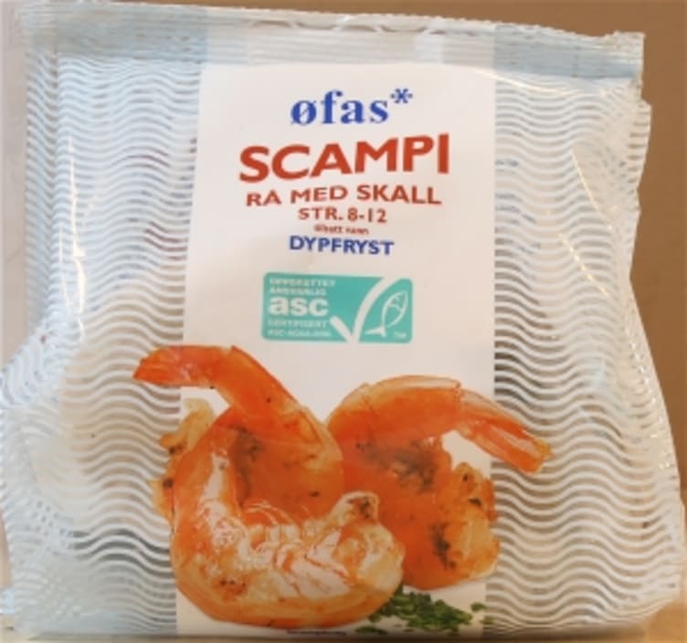 Scampi 8/12 Rå Stå pose 400g Øfas