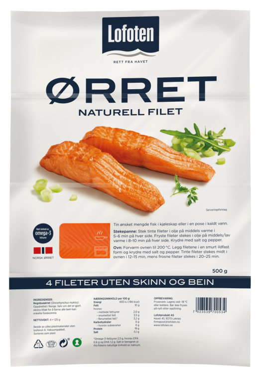 Bilde av Ørretfilet Naturell u/Skinn 4x125g Lofoten