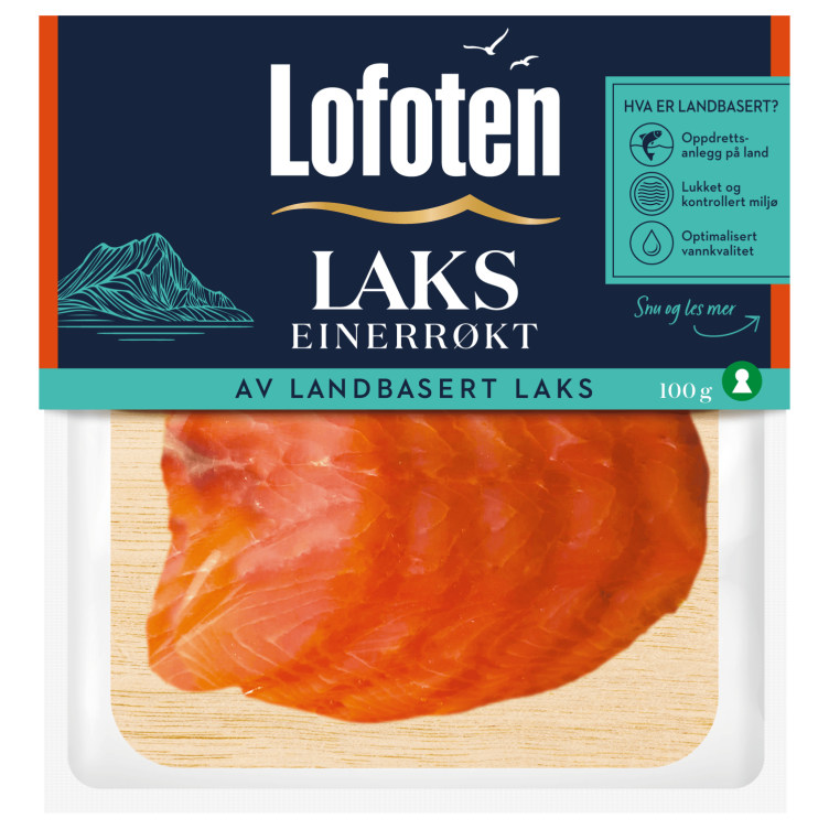 Product Image for Laks Einerrøkt skivet 100g Landbasert Lofoten