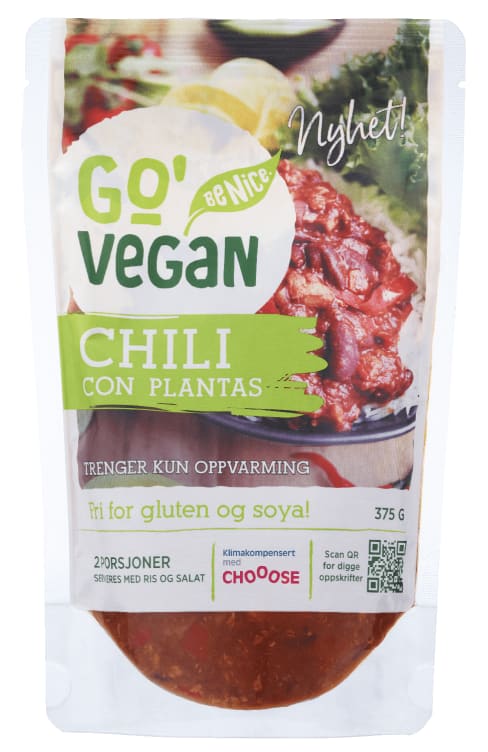 Chili Con Plantas Gryte 375g Go'Vegan