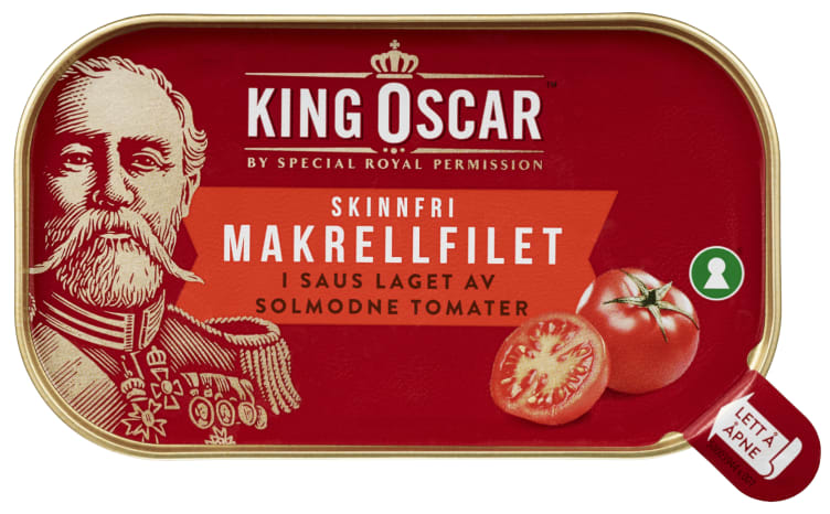 Makrellfilet Skinnfri i Tomat 110g King Oscar
