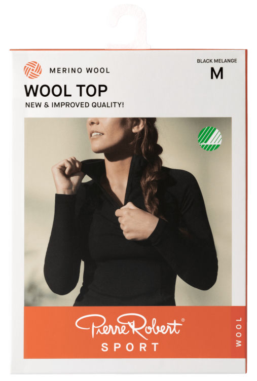 Wool Top Sport Black Melange Xl Pierre-Robert