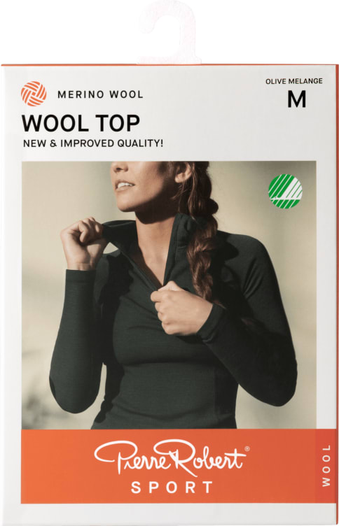 Wool Top Sport Olive Melange L Pierre-Robert