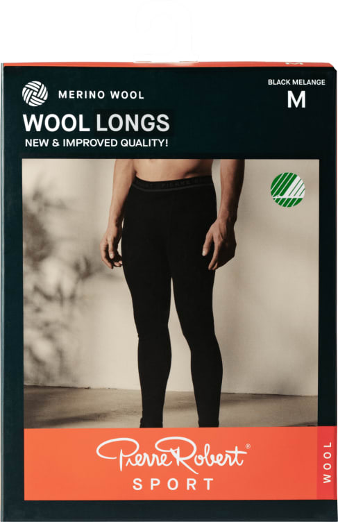 Bilde av Wool Longs Sport Black Melange Xxl Pierre-Robert