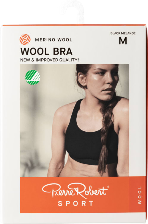 Bilde av Sport Bra Wool Black Melange L Pierre Robert