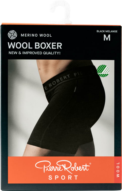 Bilde av Sport Boxer Wool Men Black M Pierre-Robert