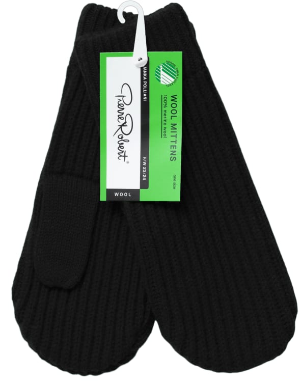 Wool Mittens Black Onesize Pierre Robert