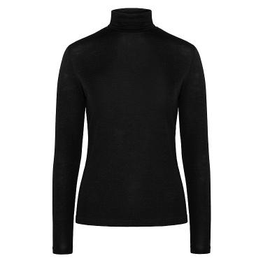 Wool Polo Neck Jet Black S Pierre Robert