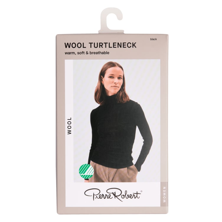 Product Image for Wool Polo Neck Jet Black L Pierre Robert