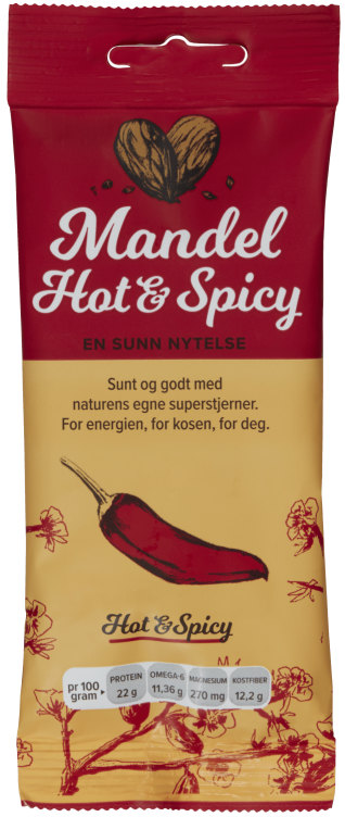 Mandel Hot&Spicy 50g en Sunn Nytelse