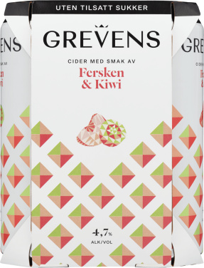 Grevens Cider Fersken&Kiwi 0,5lx4 boks