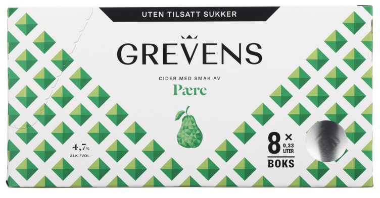 Grevens Cider Pære u/Sukker 0,33lx8 boks