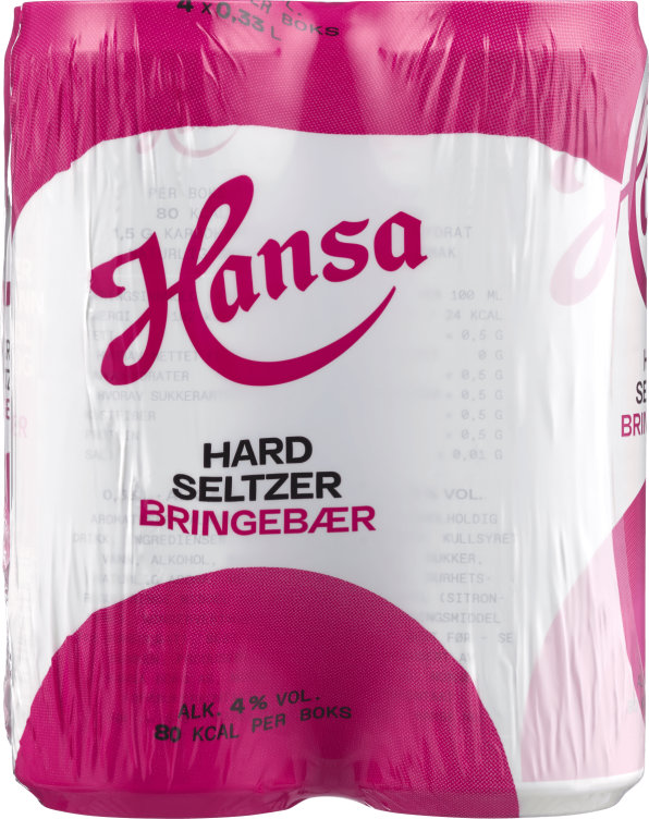 Hansa Hard Seltzer Bringebær 0,33lx4 boks