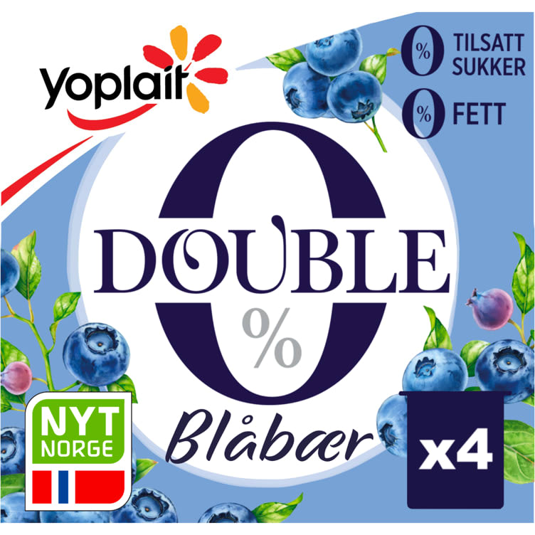 Yoplait Double Blåbær 4x125g