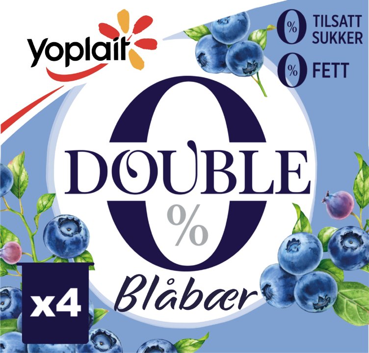 Yoplait Double Blåbær 4x125g