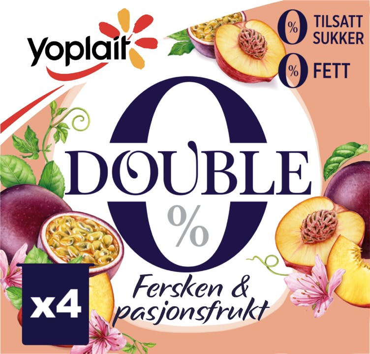 Yoplait 00% Fersken/Pasjon 4x125g