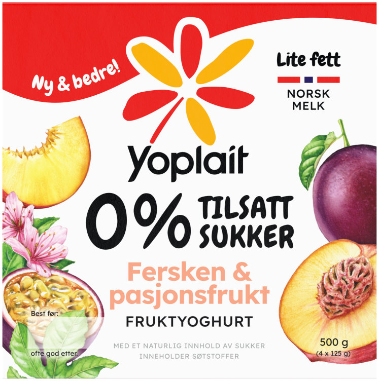 Yoplait 0% Fersken&Pasjon 4x125g