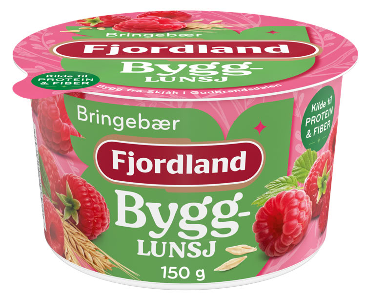 Bygglunsj - Bringebær 150g Fjordland | Meny.no