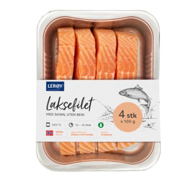 Laks Porsjoner m/Skinn 2x200g Lerøy