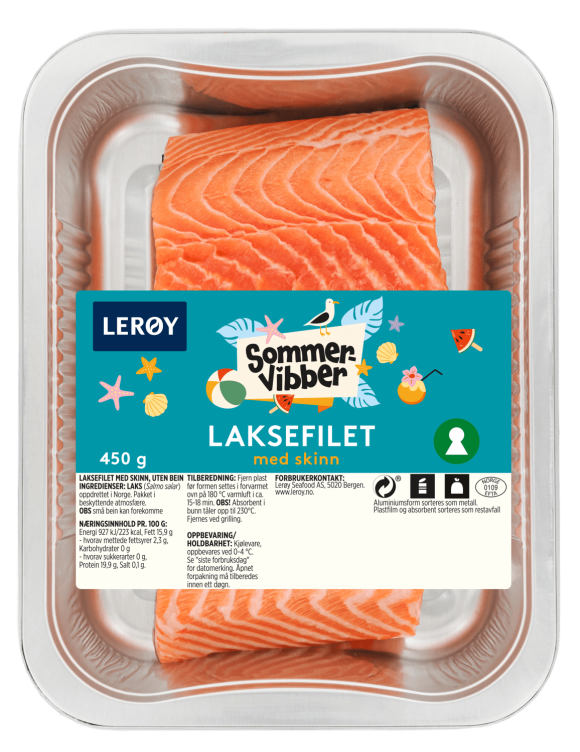 Laksefilet m/Skinn 450g Sommervibber