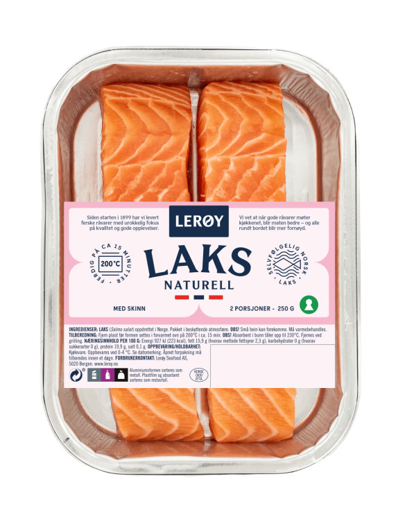Laks Porsjon m/skinn 2x125g Lerøy
