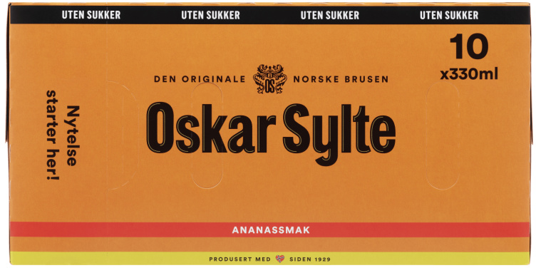 Ananasbrus u/Sukker 0,33lx10 boks Oskar Sylte