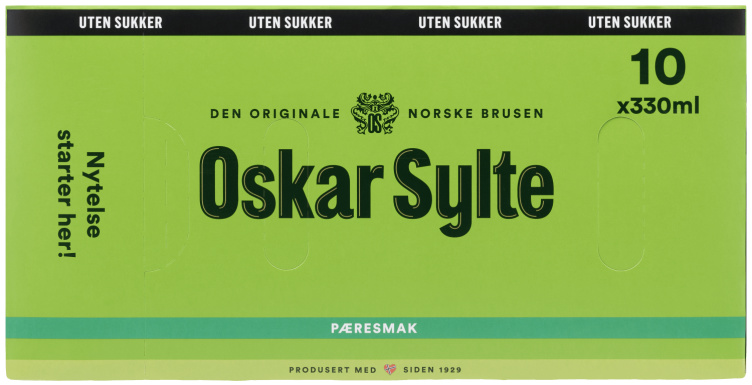 Pærebrus u/Sukker 0,33lx10 boks Oskar Sylte