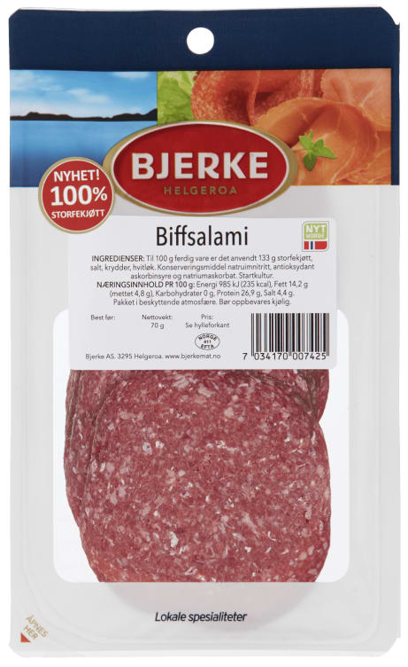 Biffsalami 70g Bjerke