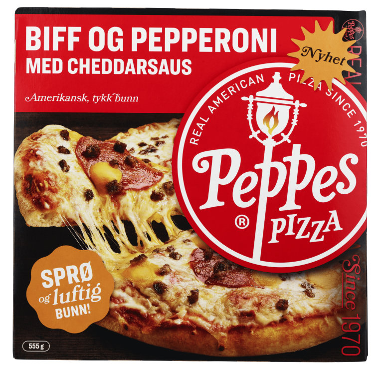 Peppes Pizza Biff&Pepperoni m/Cheddarsaus 555g