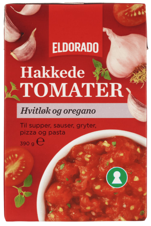 Tomater Hakkede m/hvitløk 390g Eldorado