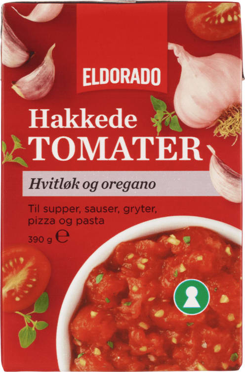 Tomater Hakkede m/Hvitløk 390g Eldorado