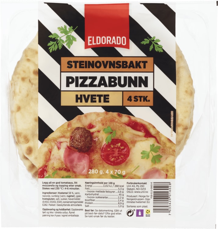 Pizzabunn Porsjon Stenovn 4stk 280g