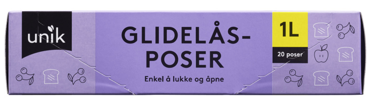 Glidelåspose 1l 20stk Unik