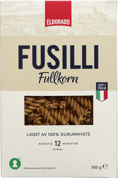 Pasta Fusilli Fullkorn 500g Eldorado