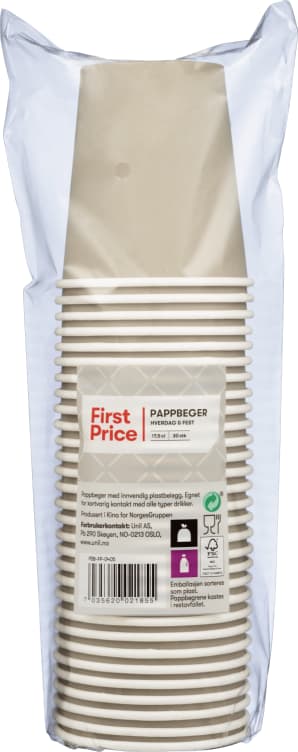 Pappbeger 17,5cl 30stk First Price