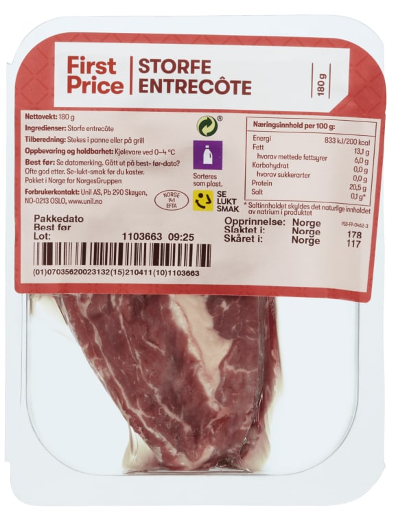 Storfe Entrecote 180g First Price