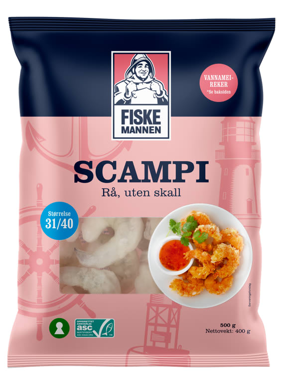 Scampi Asc 31/40 Rå u/Skall 500g Fm