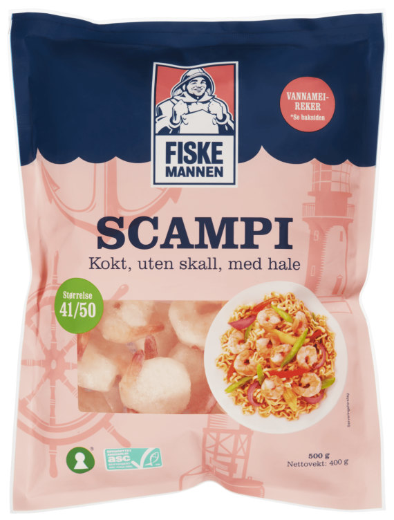 Scampi Asc 41/50 Kokt u/skall 500g