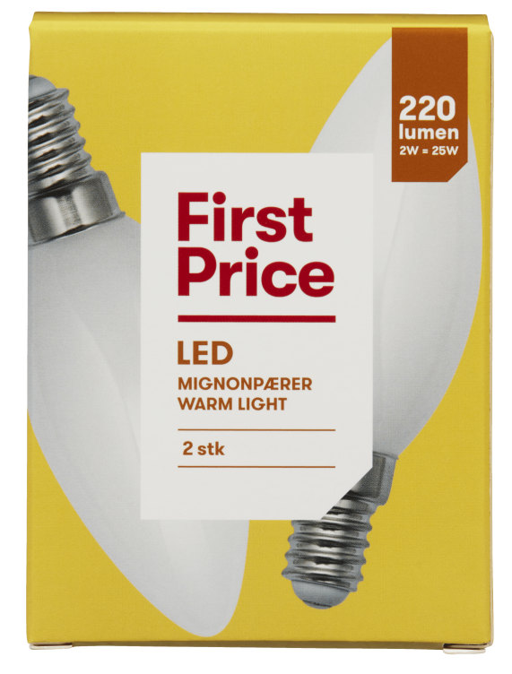 Lyspære Led Mignon 2w 2stk First Price