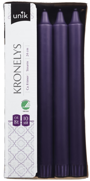 Kronelys Lilla 24cm 10stk Unik