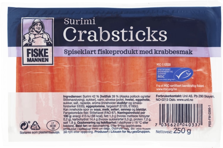 Crabsticks Msc 250g Fiskemannen